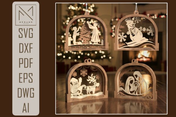 3D Layered Hanging Ornament Set for Laser Cutting