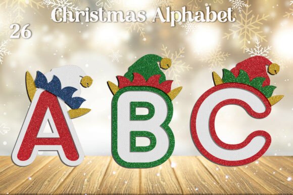 Christmas Elf Alphabet a-Z, 3d Layered for Laser Cutting & Winter Christmas