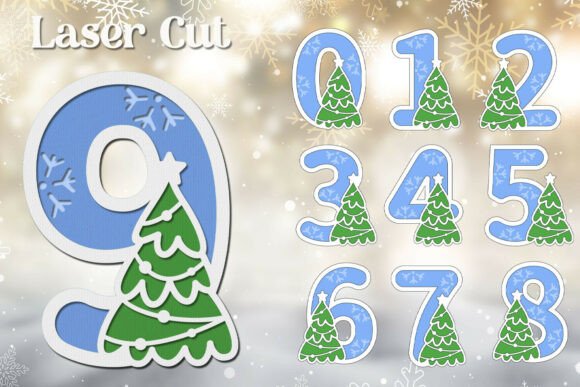 Christmas Tree Numbers: Laser Cutting & Winter Christmas