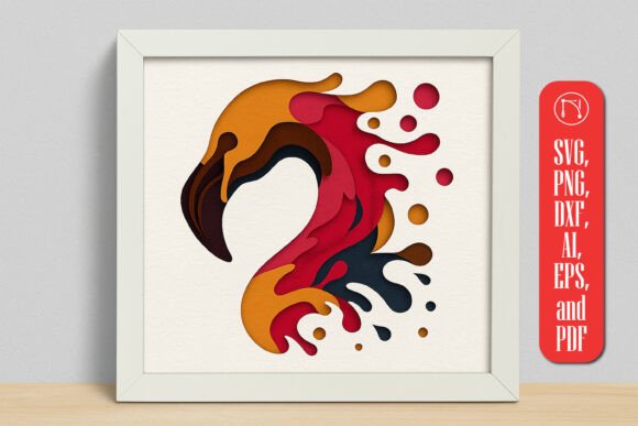 Flamingo 3D SVG for Shadow Boxes