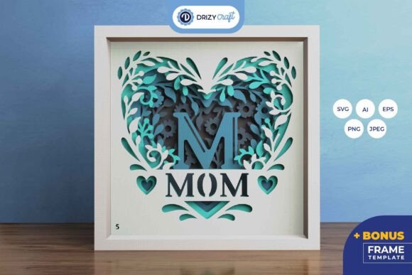 Floral Heart Mom 3D SVG for Shadow Boxes