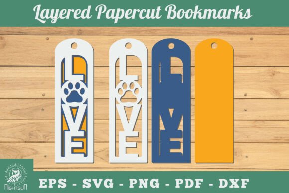 Love Paw 3D Papercut Bookmarks SVG for Sports