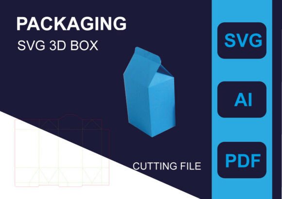 Milk Carton Box 3D Shadow SVG Template for Objects