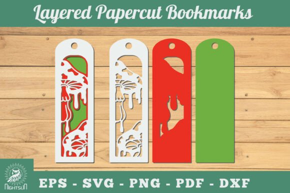 Mushroom 3D Papercut Bookmarks SVG for Fall