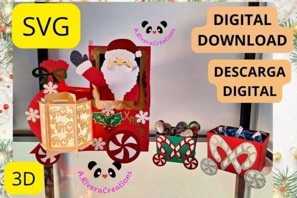 Santa Train 3D SVG for Christmas Shops